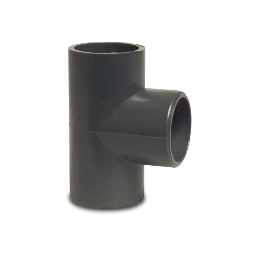 T-Stück 90° PVC-U 20 mm Klebemuffe 16bar Grau