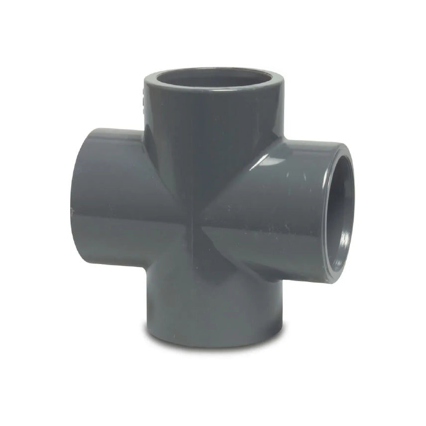 Profec Kreuzstück PVC-U 20 mm Klebemuffe 16bar Grau