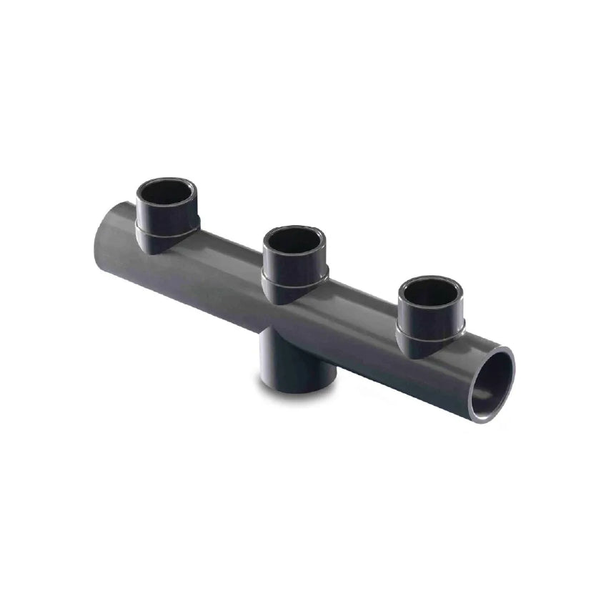 Verteilerstück PVC-U 63 mm x 50/63 mm x 63 mm Klebemuffe x Klebemuffe/Klebestutzen x Klebemuffe Grau