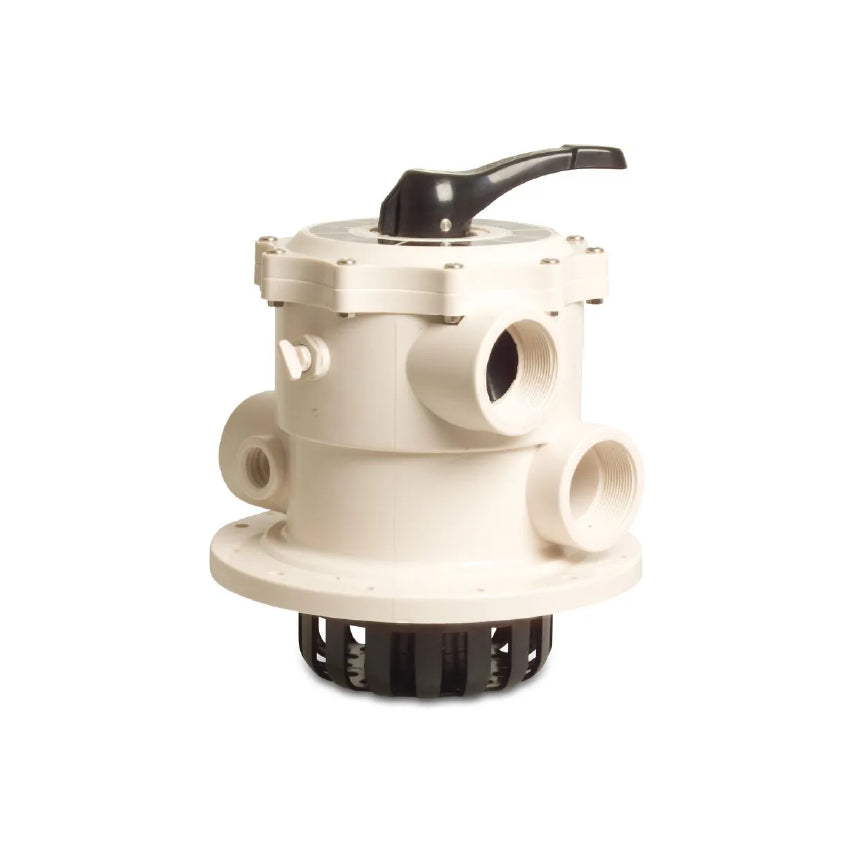 Praher Mehrwegeventil 1 1/2" Innengewinde Weiß für top mount Filter type 6-wege Flansch Ventil, Lochkreis 203mm