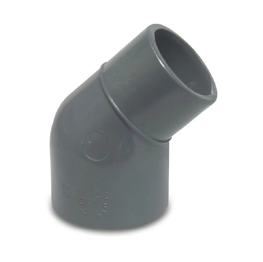 Profec Winkel 45°, reduziert PVC-U 40/50 mm x 50 mm Klebemuffe/Klebestutzen x Klebemuffe 10bar Grau