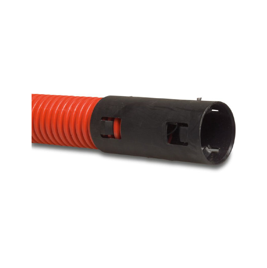 Kabelschutzschlauch PE 75 mm Klick Muffe x Glatt DN65 Rot/Schwarz 50m