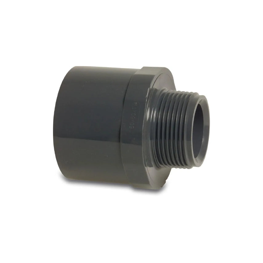 Profec Übergangsnippel PVC-U 12/16 mm x 3/8" Klebemuffe/Klebestutzen x Außengewinde 10bar Grau